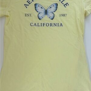 Aeropostale Kids Light Yellow Tee with Blue Butterfly